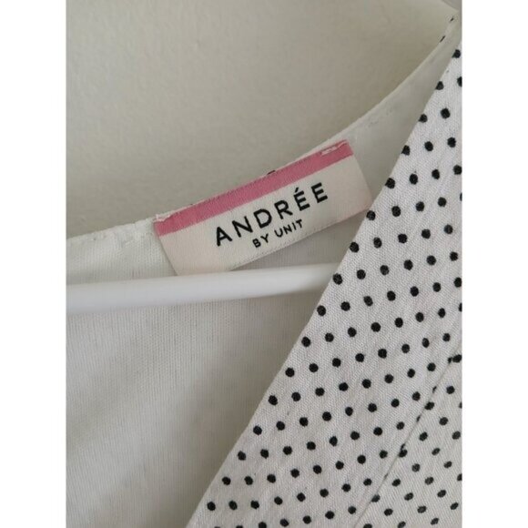 Andree by Unit Womens XL Dress White Polka Dot Short Sleeve Hi-low Cottagecore - Picture 6 of 7